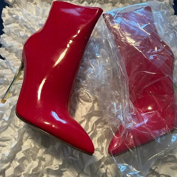 London Rag • Vibrant Red Patent Leather Heeled Boots • EU 39, 8-8.5 - Picture 8 of 8